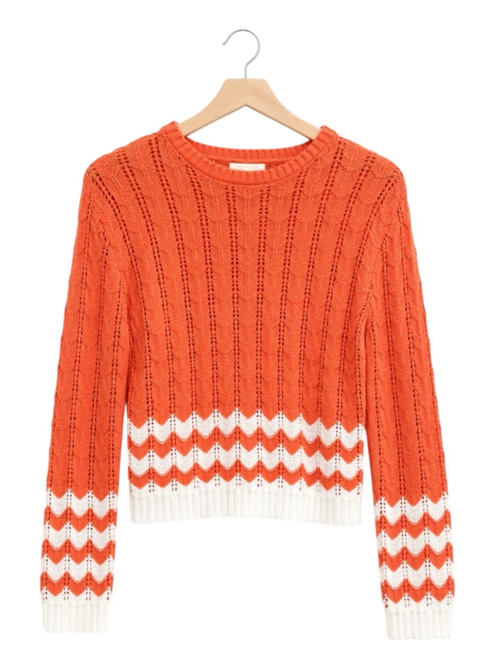 Womens Striped Open Knit Pullover Sweater Small Cottagecore‎ Cozy Casual Coastal